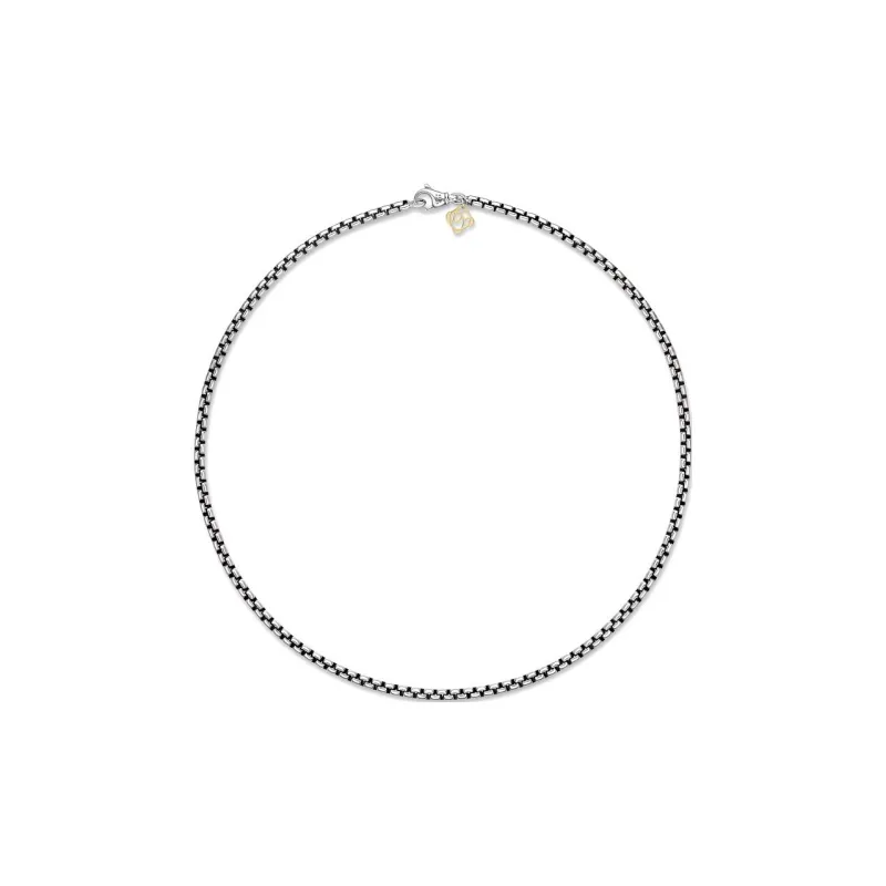 David Yurman 14kt Yellow Gold And Sterling Silver Box Chain Necklace 3.6mm-0