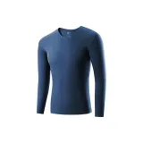 V-Neck Unlined Clothing (Deep Dusk Blue) with Deer Velvet Heat/Seamless Antibacterial