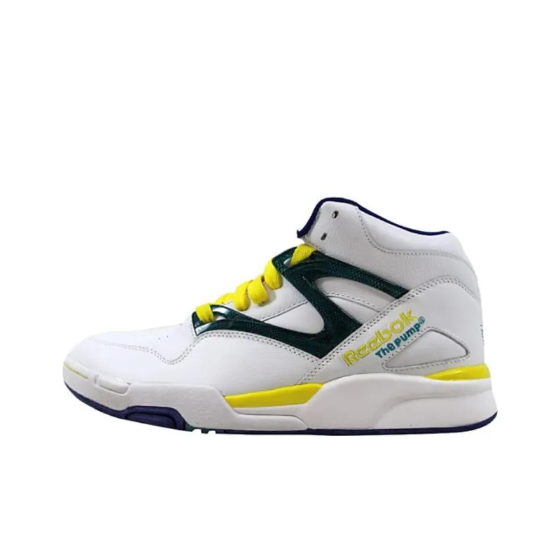 Reebok Pump Omni Anti-Slip Wear-Resistant High-Top Vintage Basketball Shoes Men's White Yellow-0