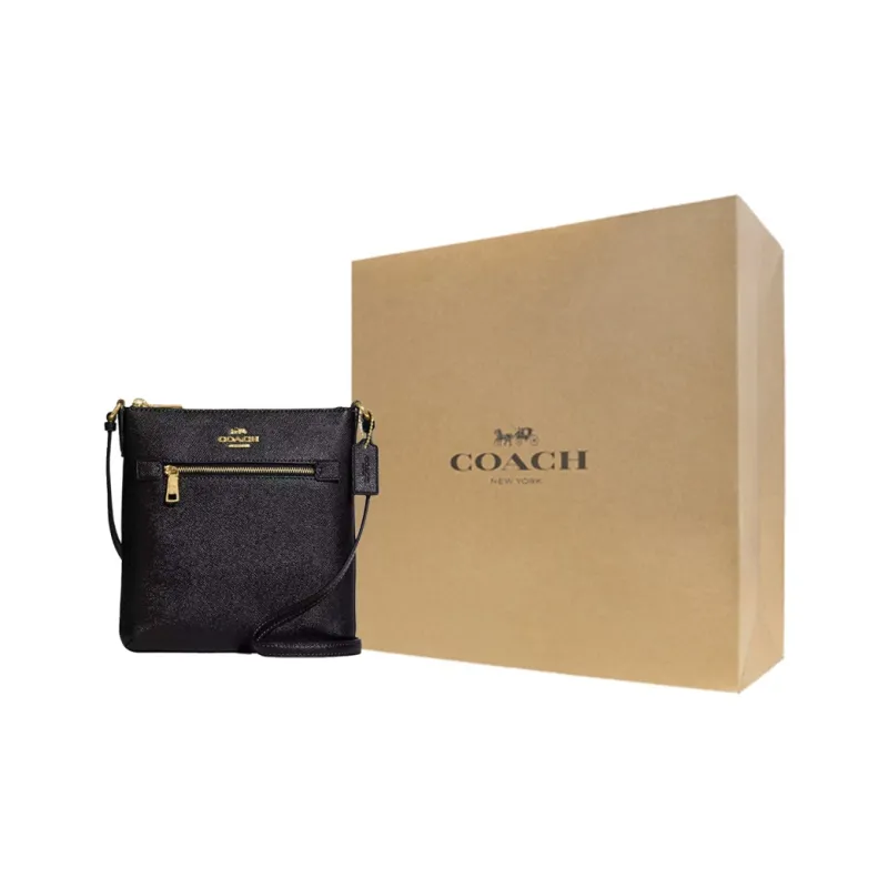COACH Rowan Recycled Leather Crossbody Bag, Shoulder Bag Mini Women's Black-4