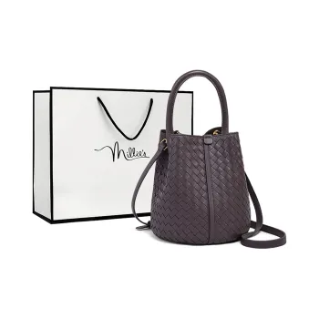 MILLIE'S Sheepskin Patchwork Leather Basket Bag, Handbag, Crossbody Bag, Shoulder Bag, Combo Bag Regular Women's Purple