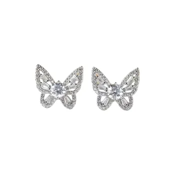 Stone On The Line 925 Sterling Silver Stud Earrings Women's
