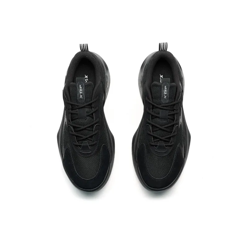 XTEP Star Meteorite Lite Anti Slip Wear Resistant Low Top Chunky Sneakers Men's Black-4