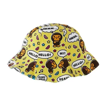 A BATHING APE Cotton Bucket Hats Kids' Yellow/Blue