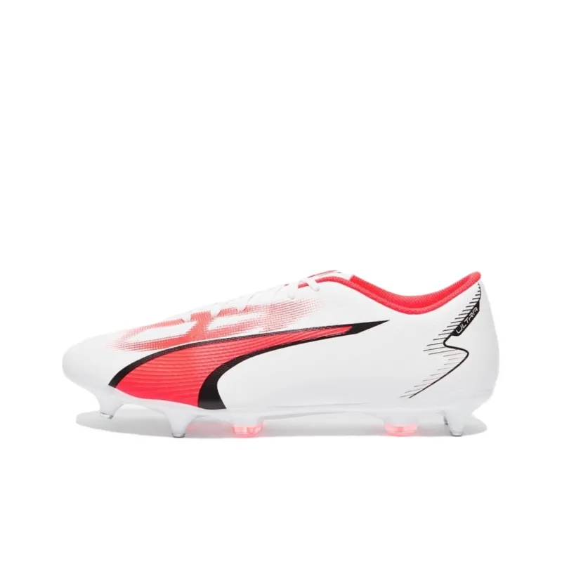 PUMA Ultra Play Anti Slip Wear Resistant Soccer Shoes Men's White Red-0