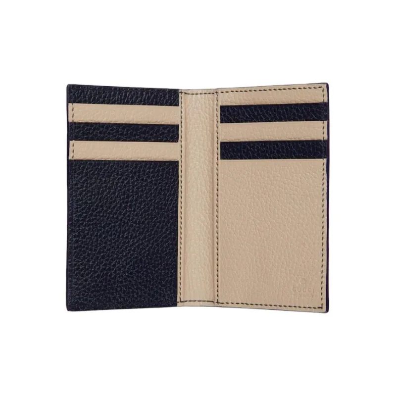 GUCCI Leather Card Holder Men's Dark Blue-3