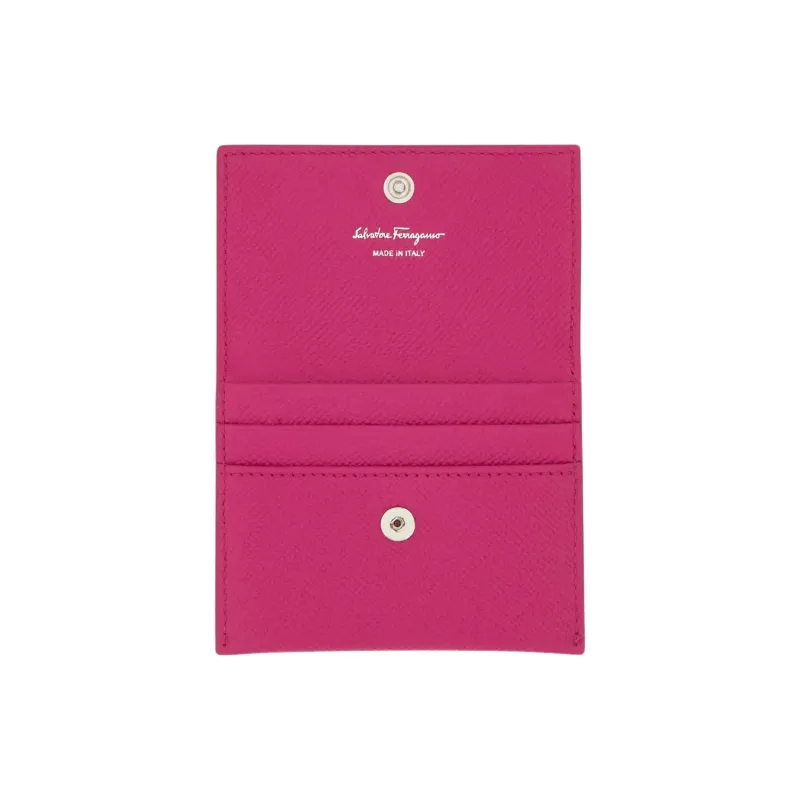 FERRAGAMO GANCINI Calfskin Card Holder Women's Rose Pink-3