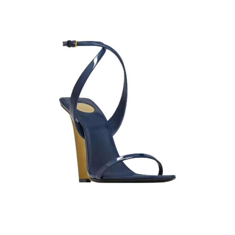SAINT LAURENT Salomé Strap Sandals 11cm Women's Marine Blue-2