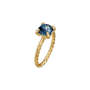 David Yurman 18kt Yellow Gold Chatelaine Topaz And Diamond Ring 7mm