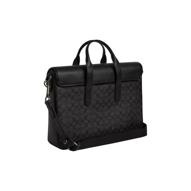 COACH Sullivan Coated Canvas Shoulder Bag Crossbody Bag Handbag Large Size Men's Black Gray Color-1