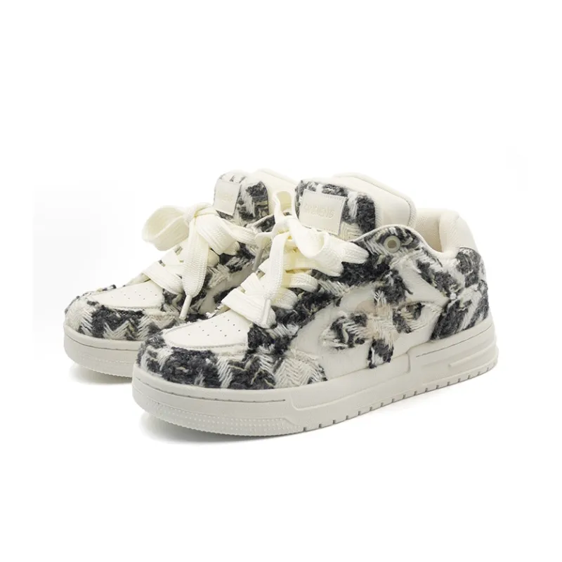 Hong Kong Meng Coverage Anti Slip Wear Resistant Breathable Height Increasing Low Top Skateboard Shoes Unisex Ink Wash-2