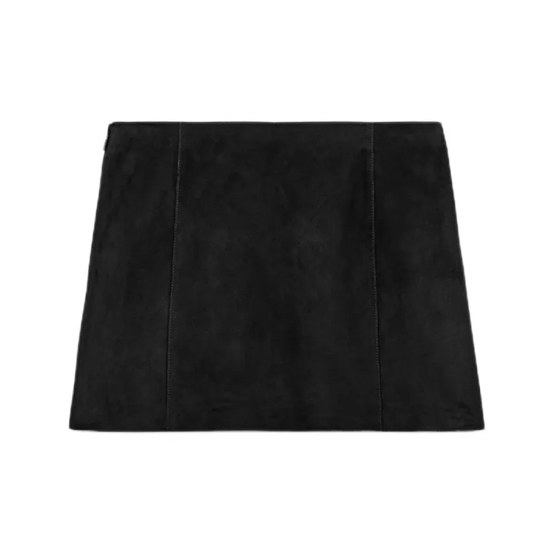 ZARA ZW Series Leather Short Skirts Women's Black-1