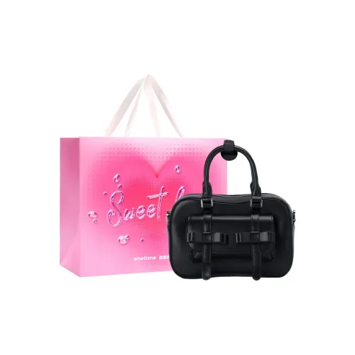 ONE TIME Synthetic Leather Bowknot Belt Shoulder Bag Handbag Regular Women's Black