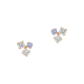 Canal 4℃ Tanzanite K10 Rose Gold Cubic Zirconia Stud Earrings Women's Gold