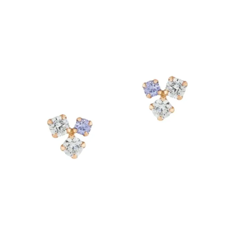 Canal 4℃ Tanzanite K10 Rose Gold Cubic Zirconia Stud Earrings Women's Gold-0