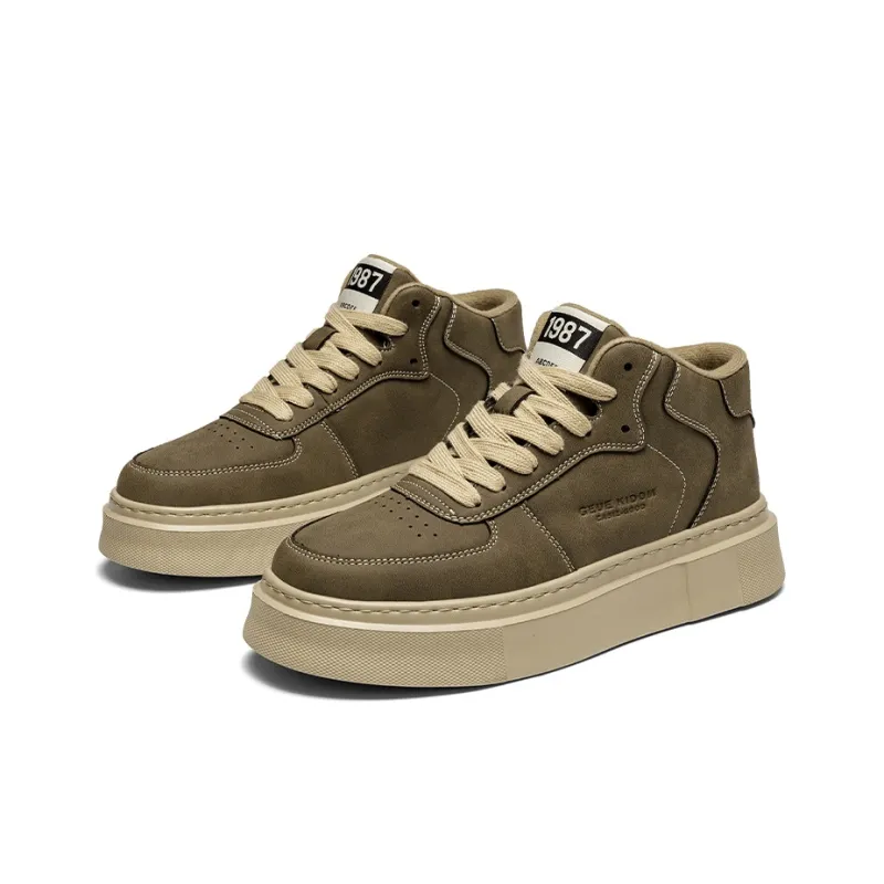 OFFER-AITR Slip-Resistant Breathable Height Increasing Mid-Top Skateboard Shoes Men's-7