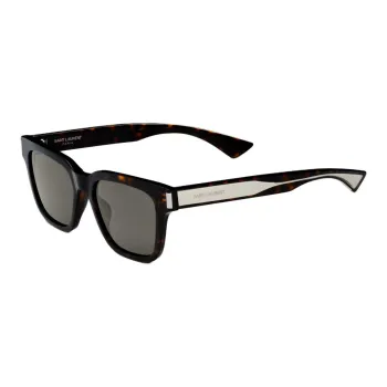SAINT LAURENT Metal Acetate Resin Square Sunglasses Unisex Crystal Color