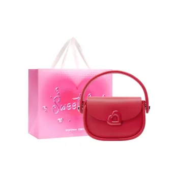 ONE TIME Synthetic Leather Peach Heart Saddle Bag Handbag Crossbody Bag Small Size Women's Black/Red