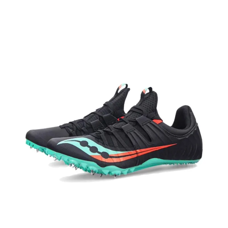 Saucony Anti Slip Wear Resistant Low Top Sprint Running Shoes Unisex Black Green-1