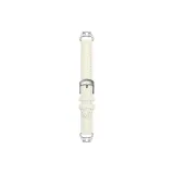 White-Small Round Pendant Litchi Grain Strap[& 12mm Cat Ear Silver Connector-DIY Pendant Accessories-White Diamond Cat]