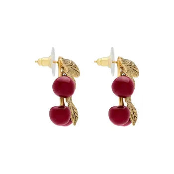 SAINT LAURENT Brass Enamel Earrings Unisex Gold