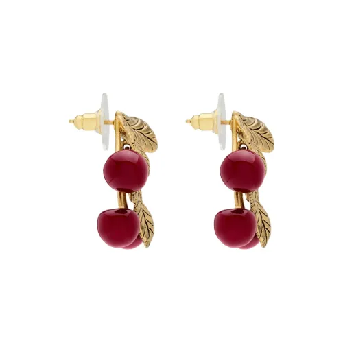 SAINT LAURENT Brass Enamel Earrings Unisex Gold