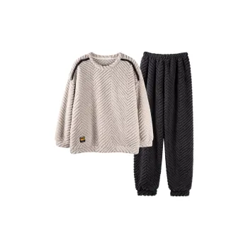 XIAFENYAN Pajama Set Unisex Gray Apricot