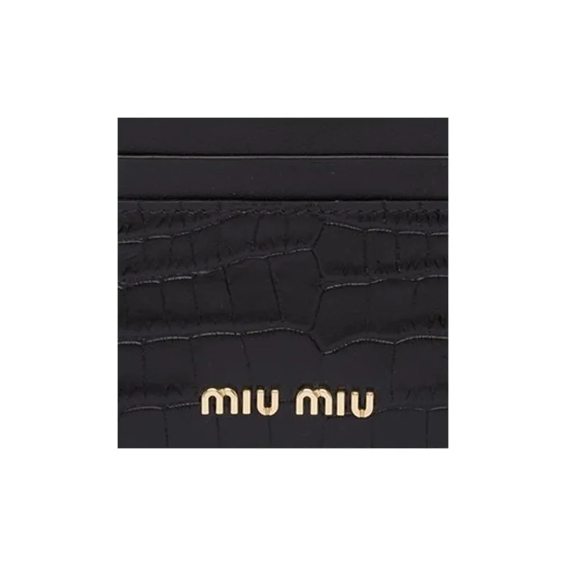 MIU MIU Matelassé Artificial Leather Wallet Women's Black-4