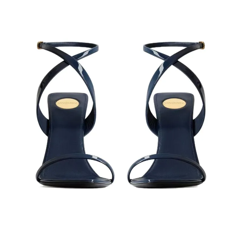 SAINT LAURENT Salomé Strap Sandals 11cm Women's Marine Blue-3