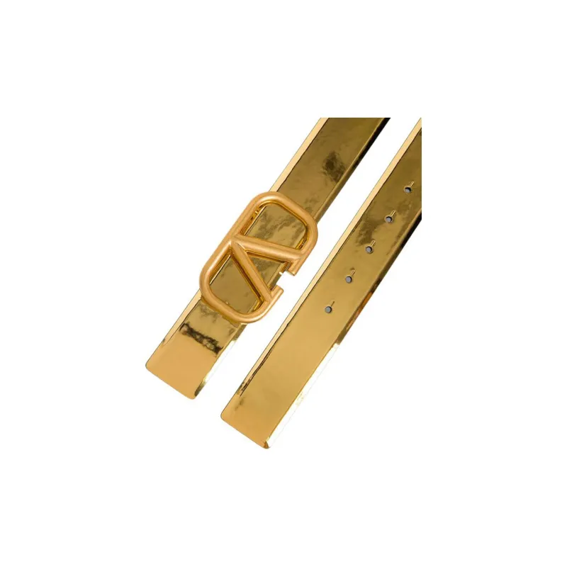 Valentino Calfskin Leather Belts Women's Gold Width: 4CM-2