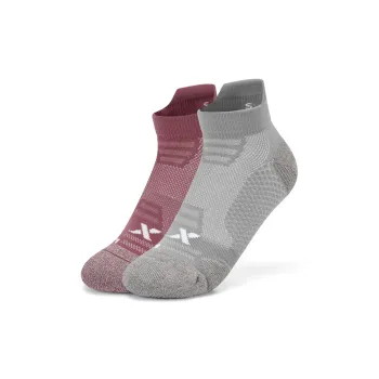 XTEP Ankle Socks Women's 2 Pack Gray/Russet Red