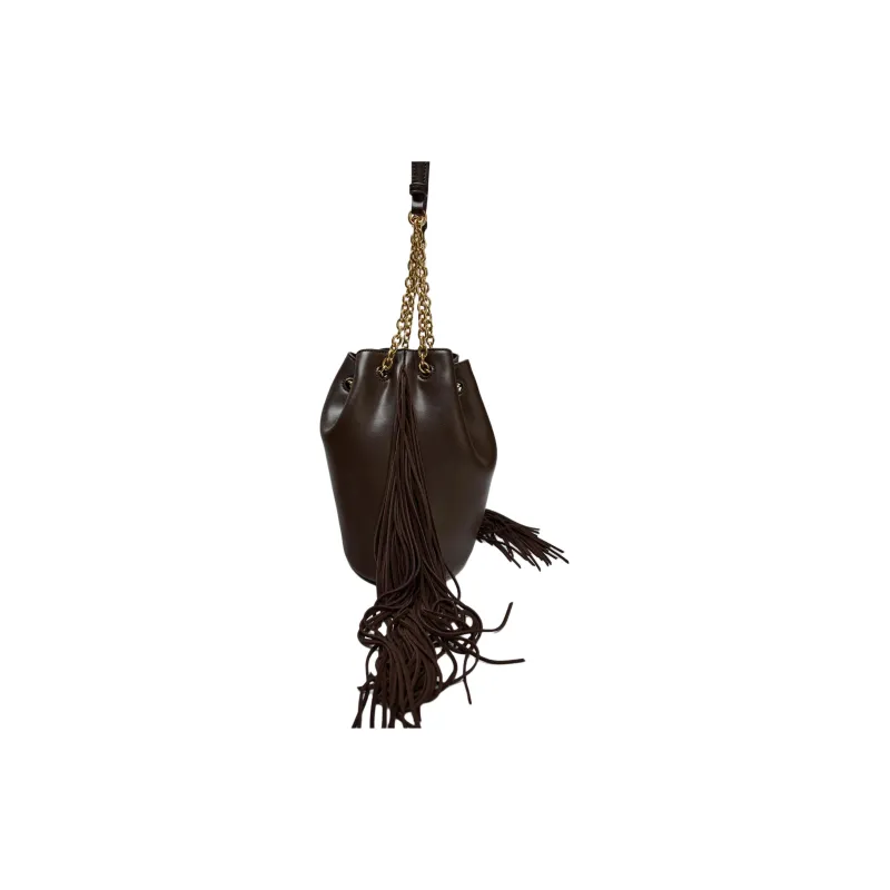 ZARA Artificial Leather Bucket Bags Shoulder Bags Large Size Women's Brown-3