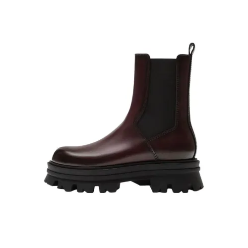 ZARA Short Chelsea Boots Men's Dark Red