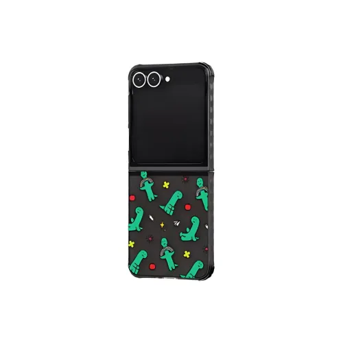 SAMSUNG Silicone Material JOGUMAN Dinosaur Pattern Phone Cases Compatibility With Samsung Galaxy Z Flip 6 Cute Style