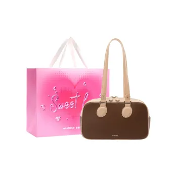 ONE TIME PU Boston Bag Shoulder Bag Women's Mocha/Black