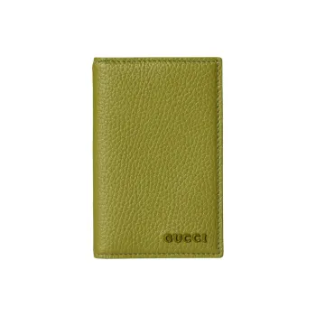 GUCCI Leather Card Holder Unisex Green & Gray