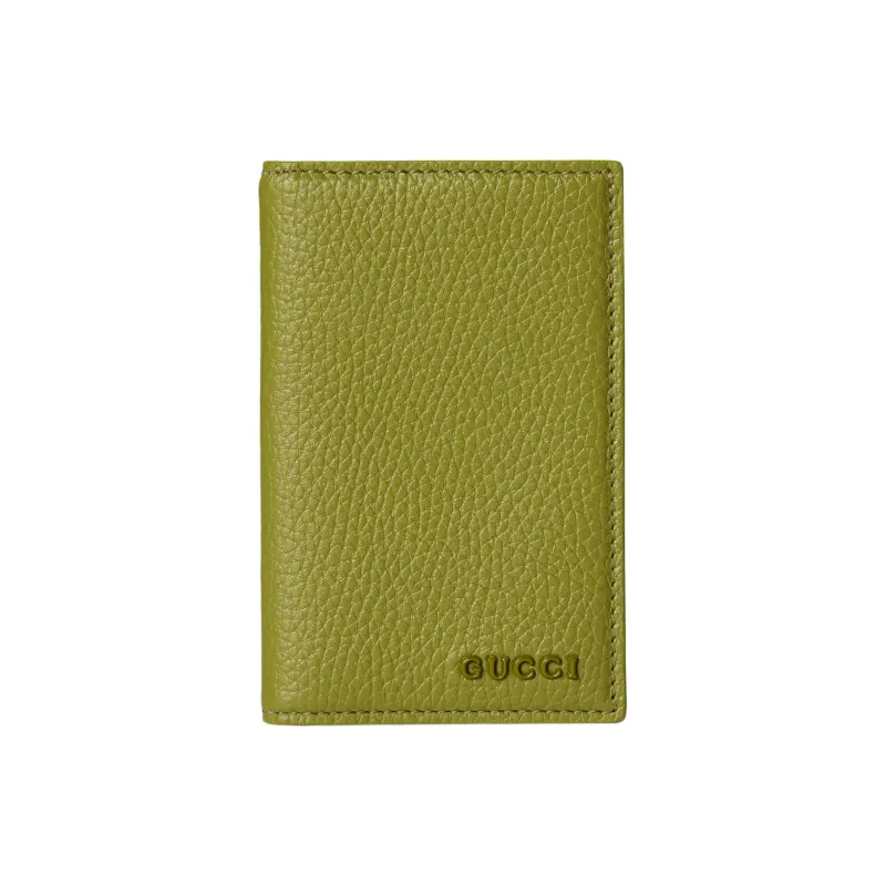 GUCCI Leather Card Holder Unisex Green & Gray-0