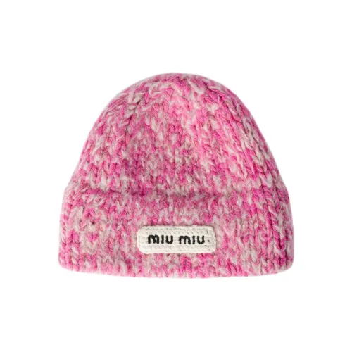 MIU MIU Fabric Beanies Unisex Rose Red