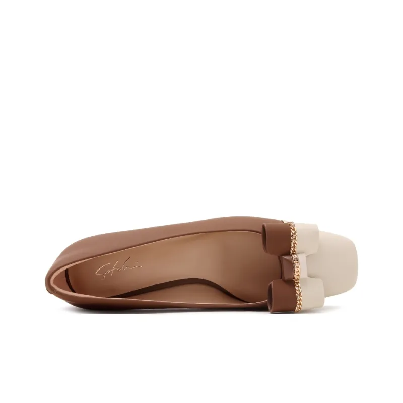 Satchi Block Heel High Heels 4cm Women's Brown-3