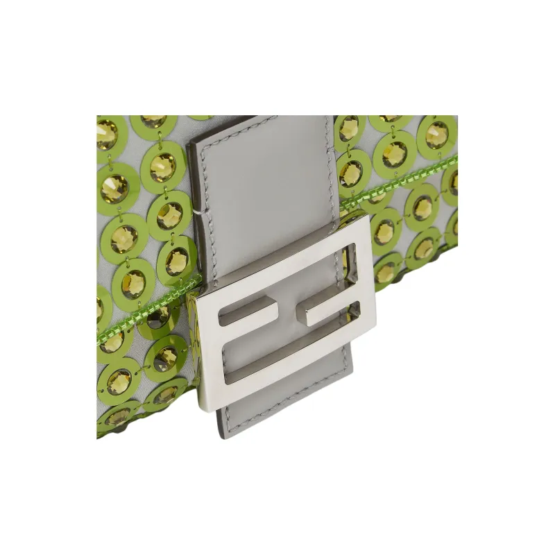 FENDI Baguette Polyester Baguette Bag, Portable Crossbody Bag, Shoulder Bag Women's Green-4
