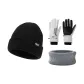 Black Hats & Caps+White Glove+Gray Scarf