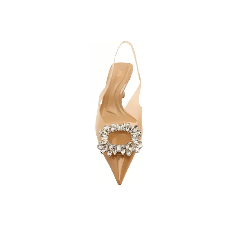 ZARA Slim Heel High Heels 6cm Women's Beige-2