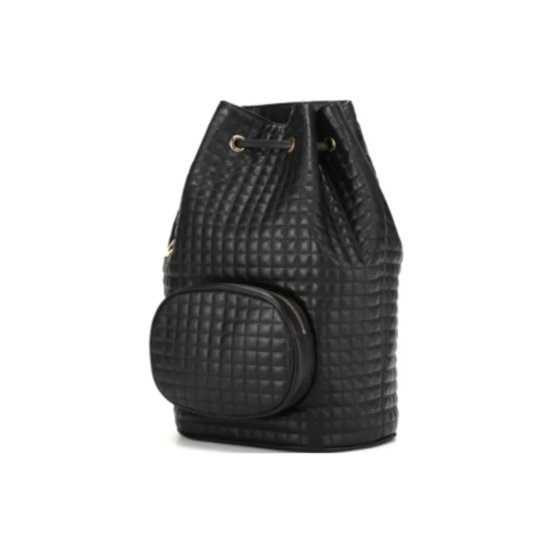 CELINE Calfskin Backpack Medium Size Women's Black-2