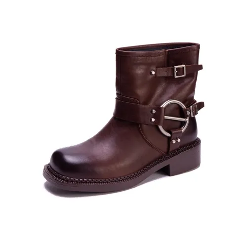 XIAOAJUE Ankle Boots Women's Brown/Black