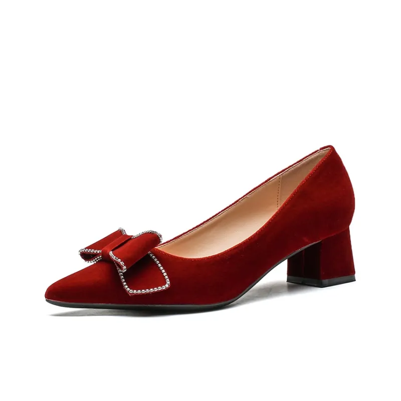 Ainer cat Chunky Heel High Heels 5cm Women's Red-1