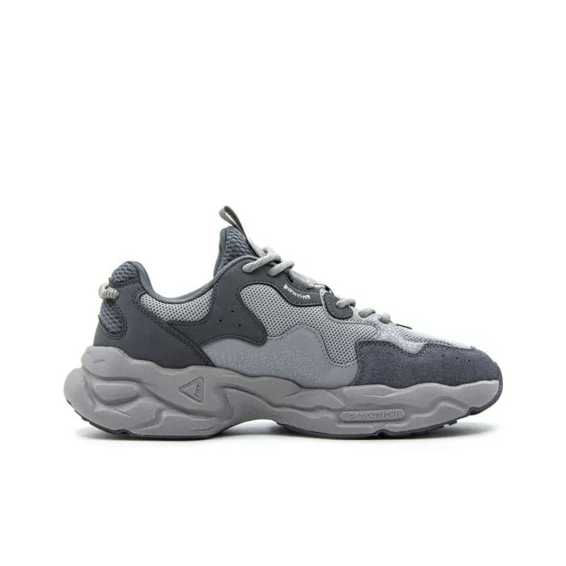 PEAK Classic Heritage Cushioning Wear Resistant Low Top Chunky Sneakers Men's Silver Gray-1