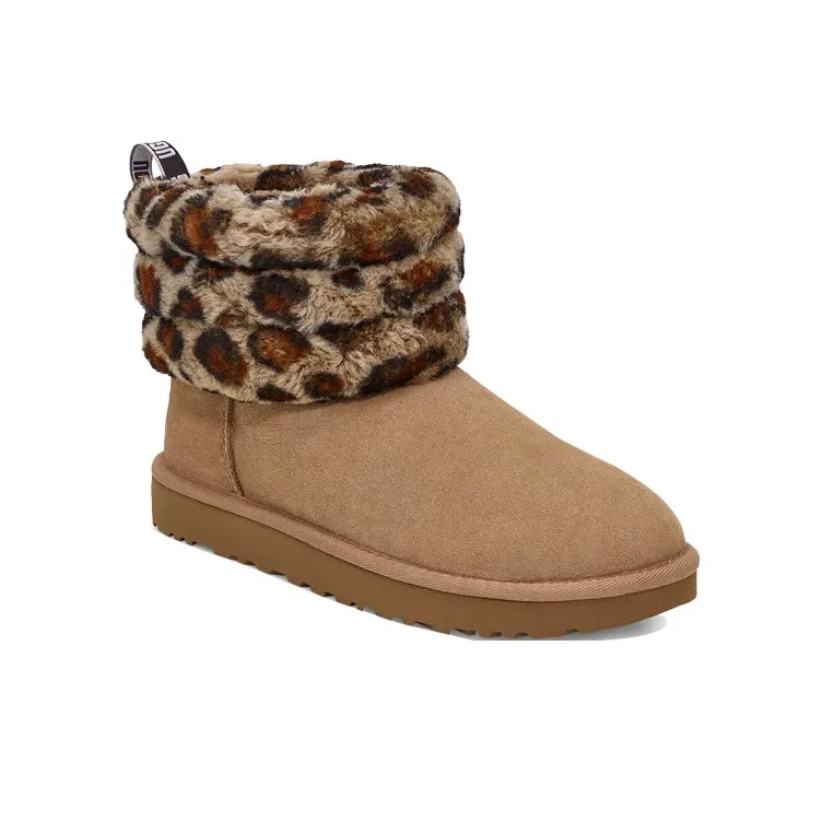 UGG Fluff Mini Quilted Leopard Fleece Lined 'Leopard Print' Women's-2