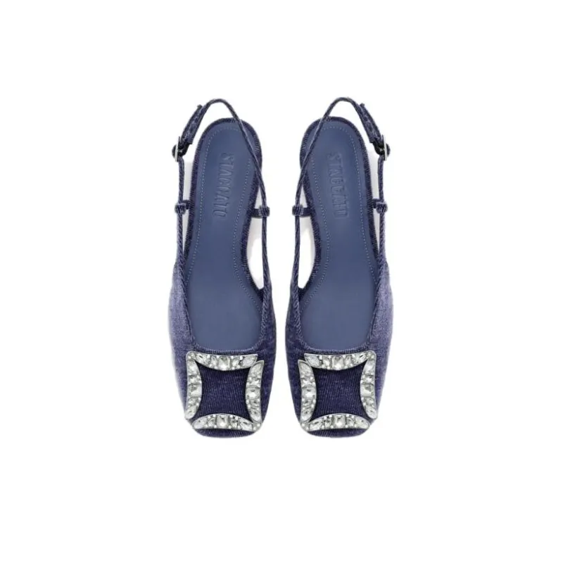 Staccato Starry Square Diamond Block Heel High Heels 4cm Women's-2