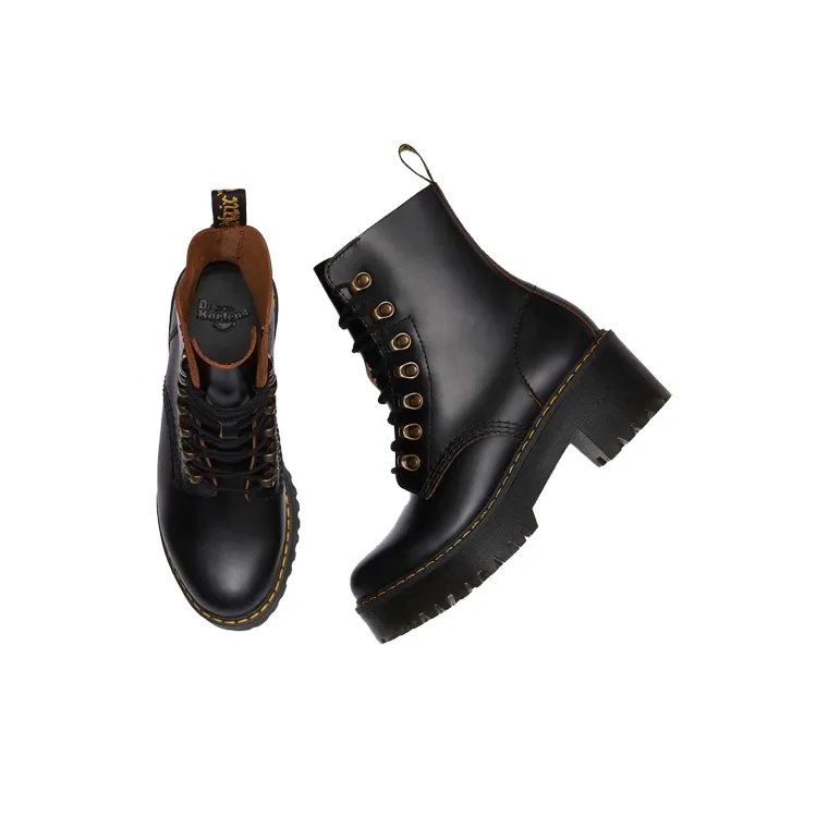 Dr.Martens LEONA Short Martin Boot Women's Black-3
