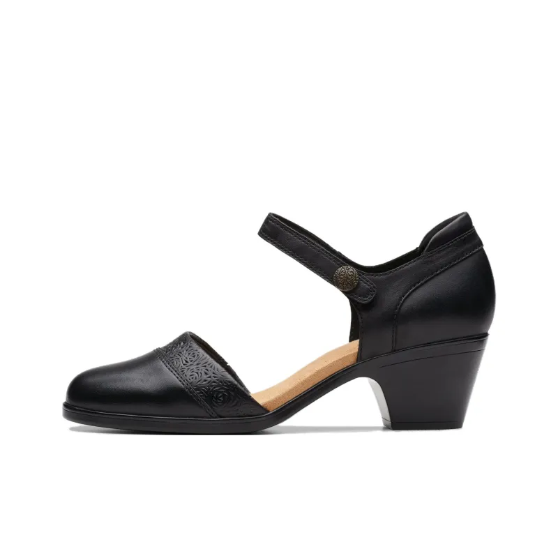 Clarks Block Heel High Heels 5.5cm Women's Black-0